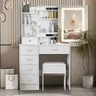 Dressing Table Mirror Stool Jewellery Makeup Storage Cabinet Organizer Dresser