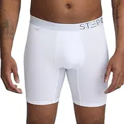 [STEP ONE] Mens Boxers Shorts, 1 Pair, Anti Chafing Underwear for Men, Moisture-Wicking Boxer Shorts with 3D Pouch. Fabric Made from Organic Bamboo White X-Large