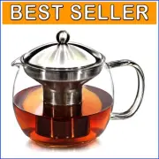 BPA-Free Glass Teapot with Infuser - Perfect for Hot or Cold Loose Tea Brewing