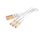 6PCS BBQ Sticks Long Wide Stainless Steel Utensils Grilling Kitchen BBQ Skewers Stick Barbecue Fork BBQ Tools