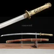 Chinese Tang Dynasty Dao 唐刀 Carbon Steel Full Tang Curved Blade Rosewood Saya.