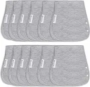 2-in-1 Baby Burp Cloth & Bibs,Instant Convertible with Button-Up Detachable,Super Absorbent & Soft, Organic Cotton, Ideal for Teething, Drooling and Quick Mess Cleanup for Boys and Girls 12 Pcs (Grey)