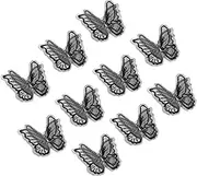 uxcell 10Pcs Butterfly Appliques Embellishments, 2 inches Double Layer Lace Organza Butterfly Patches Sew On Appliques for Wedding Bride Dress Clothes Hat Curtain, Black