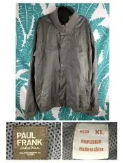 Paul Frank Industries XL NWT Men's Spray Jacket Windbreaker Dark Grey pockets