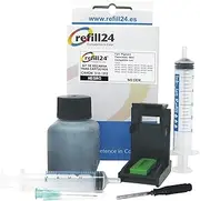 refill24 Refill Set: Refill Ink 50 ml Compatible with Printer Cartridges Canon PG-510 PG-512 Black + Accessories + Instructions (English language not guaranteed), Refill Set with Printer Ink for Pixma