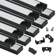 3.3ft/1M Black LED Channel System with 10Pack Black Channel With White Cover