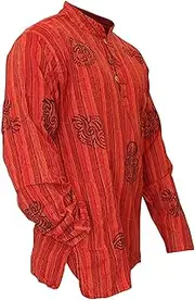 [Shopoholic Fashion] Mens Stonewashed Striped Grandad Shirt