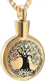 DOTUIARG Tree of Life Cremation Keepsake Urns Stainless Steel Ashes Necklace Pendant Memorial Ash Locket Jewelry