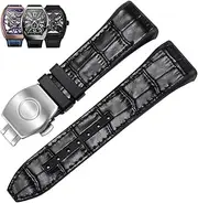 [AEHON] 28mm Nylon Genuine Leather Silicone Watch band Black Blue Folding Buckle Watch Strap For Franck Muller V45 Series Watchbands