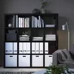 (已售出)原價4490 * 9.5成新 便宜出 可議  IKEA 書櫃 KALLAX  層架組, 黑棕色 木紋質感 收納