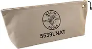 Klein Tools 5539LNAT Zipper Bag, Large 16-Inch Canvas Tool Pouch for Tool Storage with Brass Zipper, and Grommet for Hanging, Natural