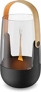 Stadler Form Sophie Aroma Diffuser & Lantern with Bamboo Handle for Indoor and Outdoor Use, Essential Oils and Illuminated with Flame Effect in Battery Operation up to 11 Hours, Black