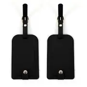2x Tosca PU Leather Bag Luggage Suitcase Name/Address Tag Accessory - Black