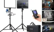 LED Video Panel Light, 2-Pack 18" 45W Studio Lights with 75''Stand & Remote