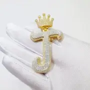 3.0Ct Round Created Diamond Custom J Letter Pendant 14k Yellow Gold Plated
