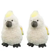 2x Urban Products Curly 18cm Cockatoo Soft Fabric Animal Plush Children Toy WHTE
