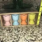 Set of 4 BIA Cordon Bleu Pastel Colored Boiled Egg Cups NIB