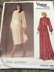 VOGUE AMERICAN DESIGNER #1591 - JOHN ANTHONY - LADIES DRESS PATTERN 12 FF