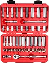 TEKTON 3/8 Inch Drive 12-Point Socket and Ratchet Set, 46-Piece (5/16-3/4 in., 8-19 mm) | SKT15302