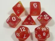 NEW RPG Dice Set of 7 - Mysty Red Yellow(White Inking) D4 D6 D8 D10 D12 D20 D00