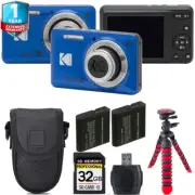 Kodak PIXPRO FZ55 Digital Camera (Blue) + 1 Yr Warranty +Tripod + Case -32GB