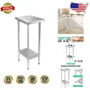 NSF Certified Stainless Steel Prep Table, 24x12 Inches with Adjustable Unders...