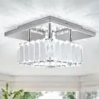Modern Crystal LED Ceiling Light Square Crystal Chandelier Mini Flush Mount C...