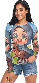 [RPLIFE] Little Girl Happily Walks Mesh Tops, Party Tops Long Sleeve S-XXL