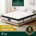 Giselle Bedding 31cm Mattress Euro Top Bed Pocket Spring Medium Firm Double