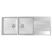Abey Lugano Double Bowl & Drainer - Stainless Steel