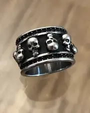 Men’s Skeleton Wide Band/Ring Black Stainless Steel