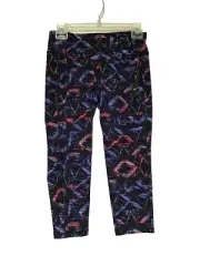 Old Navy Active Go Dry Capri Leggings Med Petite Blue Pink Geometric Yoga Action