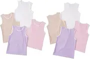 [iEFiEL] Big Girls' Camis 4 Pack Soft Undershirt Sleeveless Shirts Breathable Summer Vest Cute Singlet
