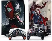 toxxos PS5 Skin - Disc Edition Console and Controller Accessories Cover Skins PS5 Controller Skin Gift ps5 Skins for Console Full Set Red and Black PS5 Skin Spider Red and Gery