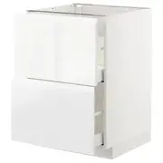 METOD / MAXIMERA base cb 2 fronts/2 high drawers, white/Voxtorp high-gloss/white, 60x60x80 cm