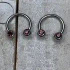 PURPLE FRONT FACING GEM HORSESHOES NIPPLE RINGS EARRINGS CARTILAGE NEW 14G PAIR