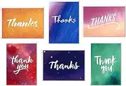 Hallmark Thank You Cards Assortment, Watercolor Thanks (48 Cards with Envelopes for Baby Showers, Wedding, Bridal Showers, All Occasion)