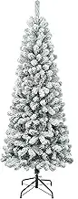 Christmas Tree 1.5M Artificial Snowy Xmas Trees Full Snow Flocked Branch Tips Foldable Simple Assembly Xmas Tree with Metal Stand for Holiday Party Home Garden Store Decor (Snow Flocked, 5FT/1.5M)