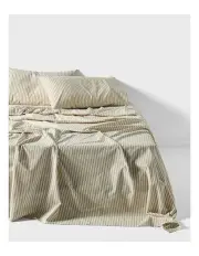 [Linen House] Classic Stripe Sheet Set in Pebble
