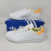 Wmns Adidas Stan Smith Classic Shoe / White Yellow Orange / GY1895 / Size 5