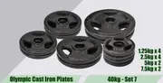 Total 40kg Set7 Olympic Cast Iron Weight Plate Set - Energetics Home Gym