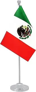 Rotenl Mexico Desk Flag, Mexican Table Office Flag with Metal Pole and Stand Base, International Country Flags, Festival Event Celebration, Classroom Meeting Desktop Decor (Mexico)