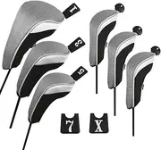 Andux 6pcs/Set Golf Hybrid Club Head Covers and Wood Club Head Covers (3 Hybrid Covers + 3 Wood Covers)