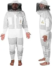 OZBEE Beekeeping Suit Premium 3 Layer Mesh Ultra Cool Ventilated Round Hat Beekeeping Protective Gear Costume (Large)
