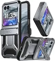 [Poetic] Spartan Case for Motorola Moto Razr 2024,[Kickstand][Hinge Protection][20FT Mil-Grade Drop Tested], Full-Body Rugged Shockproof Protective Cover with Kickstand, Metallic Gun Metal