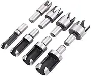 Bestgle 8 Pcs Wood Plug Cutter Cutting Tool Carbon Steel Straight and Tapered Taper Drill Bit Set Woodworking Hole Saw Tool, 5/8" 1/2" 3/8" 1/4"