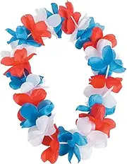 Fun Express - Mahalo Patriotic Leis for Fourth of July - Apparel Accessories - Luauwear - Leis - Fourth of July - 12 Pieces