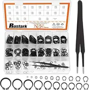 Rustark 266Pcs 21 Sizes Black External Snap Rings Assortment Kit with Tweezers Alloy Steel External Retaining Rings Circlip Snap Retaining Clip Rings C-clips Snap Ring Set for Axle Shaft Parts