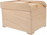STOBAZA Solid Wood Rice Box Storage Boxes with Lids Food Storage Container Rice Storage Bin Bins for Kitchen Food Containers with Lids Cereal Storage Container Rice Dispenser Wooden Beige