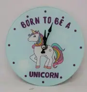 17 CM GLASS CLOCK RAINBOW UNICORN CHILDREN COLLECTABLE MAN CAVE HOME DECOR